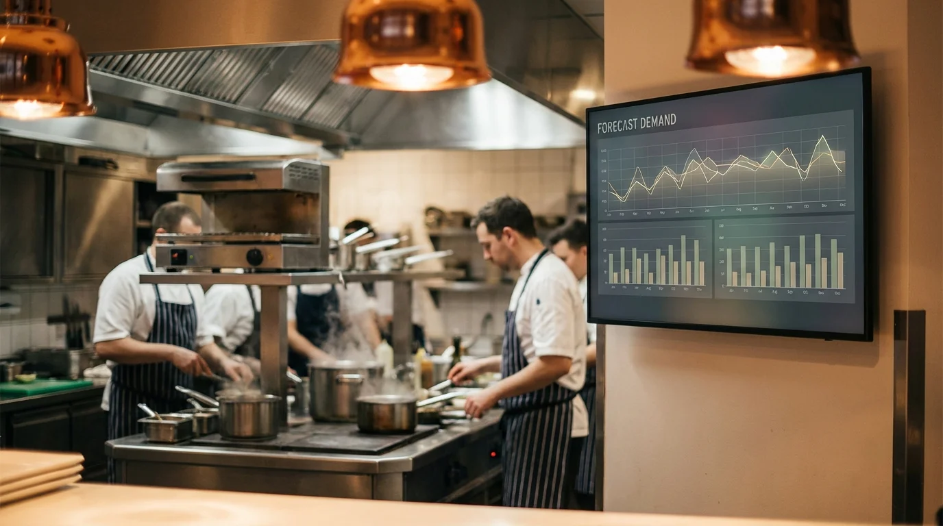 Ilustración para Predicción: Predicción de ventas y el gemelo digital — plataforma Controliza HORECA