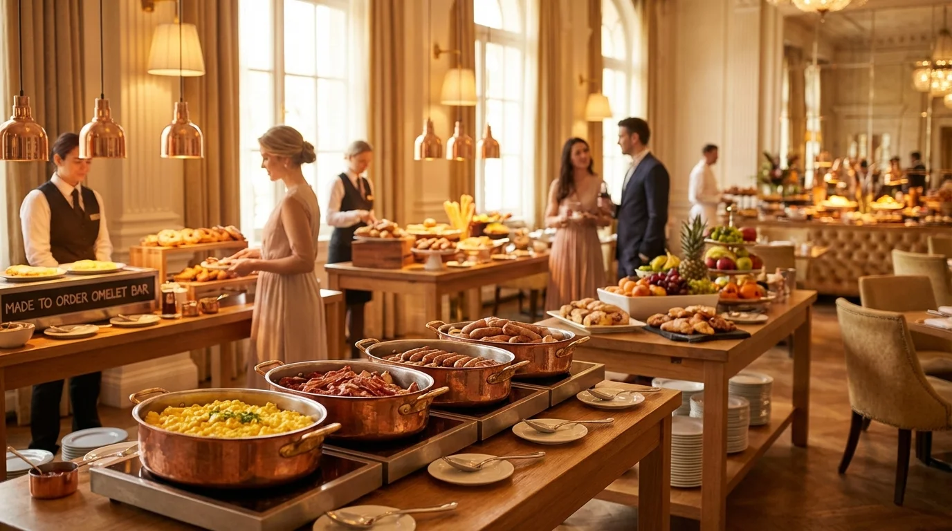 Ilustración para Buffet: Reduciendo el desperdicio alimentario con inteligencia artificial — plataforma Controliza HORECA