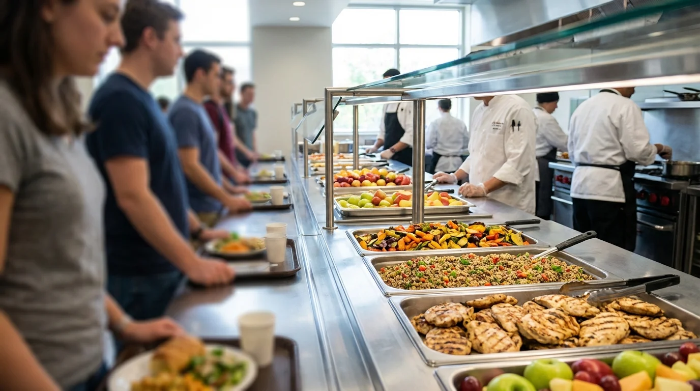 Ilustración para Colectividades: Residencias: menus adaptados y coste por residente como metrica clave — plataforma Controliza HORECA