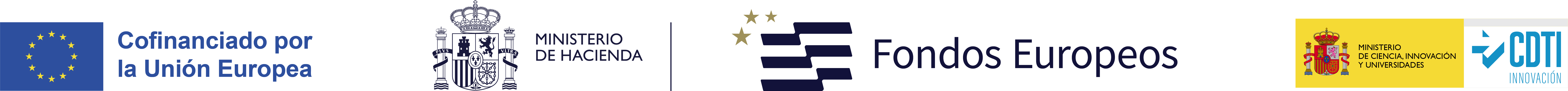 Cofinanciado por la Unión Europea · Ministerio de Hacienda · Fondos Europeos · Ministerio de Ciencia, Innovación y Universidades · CDTI Innovación
